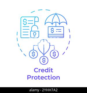 Credit protection blue gradient concept icon Stock Vector