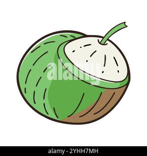 simple vector illustration of a coconut, in a simple and clean style, suitable for food and health themes. fruits flat illustration. Stock Vector