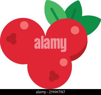 simple vector illustration of a cranberry, in a simple and clean style, suitable for food and health themes. fruits flat illustration. Stock Vector