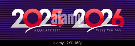 Set of creative number icons 2025 and 2026, typographic concept with text template. Happy New Year congrats. Business collection. Fiscal year symbol. Stock Vector