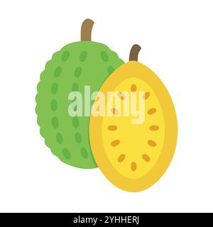 simple vector illustration of a jackfruit, in a simple and clean style, suitable for food and health themes. fruits flat illustration. Stock Vector