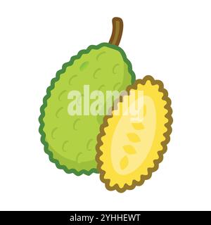 simple vector illustration of a jackfruit, in a simple and clean style, suitable for food and health themes. fruits flat illustration. Stock Vector