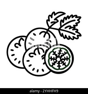 simple vector illustration of a indian gooseberry, in a simple and clean style, suitable for food and health themes. fruits flat illustration. Stock Vector