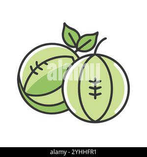 simple vector illustration of a indian gooseberry, in a simple and clean style, suitable for food and health themes. fruits flat illustration. Stock Vector