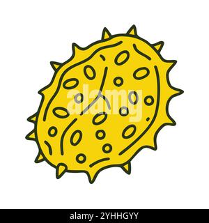 simple vector illustration of a kiwano  horned melon , in a simple and clean style, suitable for food and health themes. fruits flat illustration. Stock Vector