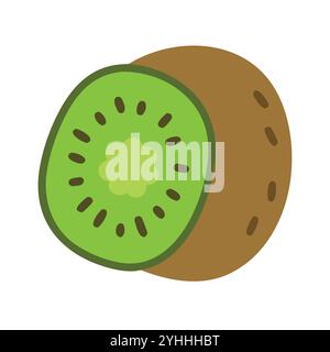 simple vector illustration of a kiwi, in a simple and clean style, suitable for food and health themes. fruits flat illustration. Stock Vector