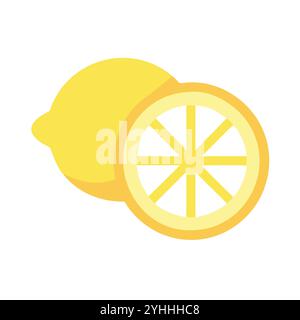 simple vector illustration of a lemon, in a simple and clean style, suitable for food and health themes. fruits flat illustration. Stock Vector