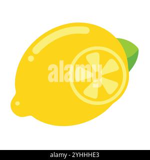 simple vector illustration of a lemon, in a simple and clean style, suitable for food and health themes. fruits flat illustration. Stock Vector