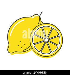 simple vector illustration of a lemon, in a simple and clean style, suitable for food and health themes. fruits flat illustration. Stock Vector