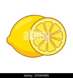 simple vector illustration of a lemon, in a simple and clean style, suitable for food and health themes. fruits flat illustration. Stock Vector
