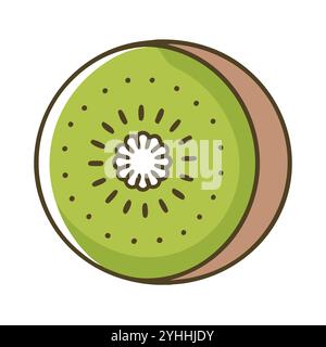 simple vector illustration of a kiwi, in a simple and clean style, suitable for food and health themes. fruits flat illustration. Stock Vector