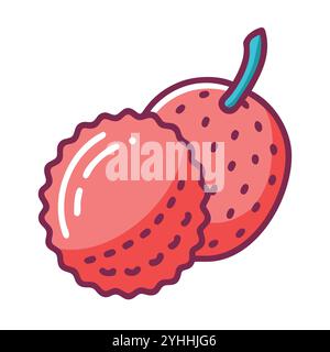 simple vector illustration of a lychee, in a simple and clean style, suitable for food and health themes. fruits flat illustration. Stock Vector