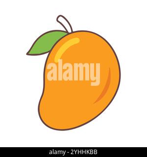 simple vector illustration of a mango, in a simple and clean style, suitable for food and health themes. fruits flat illustration. Stock Vector