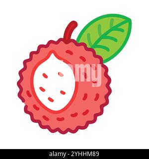 simple vector illustration of a lychee, in a simple and clean style, suitable for food and health themes. fruits flat illustration. Stock Vector