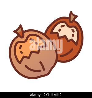 simple vector illustration of a medlar, in a simple and clean style, suitable for food and health themes. fruits flat illustration. Stock Vector