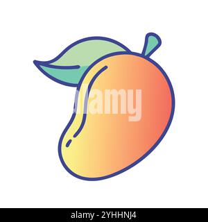 simple vector illustration of a mango, in a simple and clean style, suitable for food and health themes. fruits flat illustration. Stock Vector