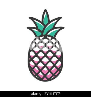 simple vector illustration of a pineapple, in a simple and clean style, suitable for food and health themes. fruits flat illustration. Stock Vector