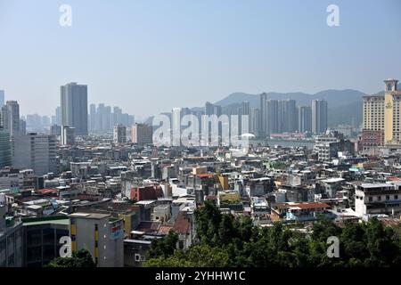 Cityscape of Macau urban area seen from Fortaleza do Monte (Monte Fort) Stock Photo