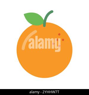 simple vector illustration of a orange, in a simple and clean style, suitable for food and health themes. fruits flat illustration. Stock Vector