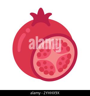simple vector illustration of a pomegranate, in a simple and clean style, suitable for food and health themes. fruits flat illustration. Stock Vector