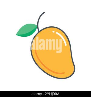 simple vector illustration of a mango, in a simple and clean style, suitable for food and health themes. fruits flat illustration. Stock Vector