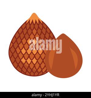 simple vector illustration of a salak  snake fruit , in a simple and clean style, suitable for food and health themes. fruits flat illustration. Stock Vector