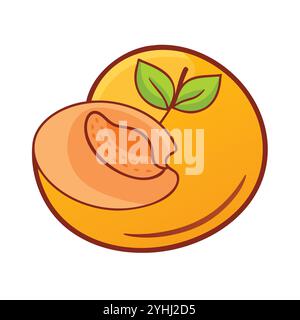 simple vector illustration of a peach, in a simple and clean style, suitable for food and health themes. fruits flat illustration. Stock Vector
