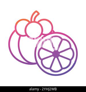 simple vector illustration of a mangosteen, in a simple and clean style, suitable for food and health themes. fruits flat illustration. Stock Vector