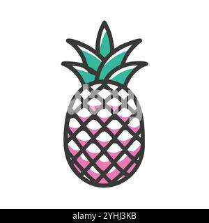simple vector illustration of a pineapple, in a simple and clean style, suitable for food and health themes. fruits flat illustration. Stock Vector