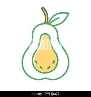 simple vector illustration of a pear, in a simple and clean style, suitable for food and health themes. fruits flat illustration. Stock Vector
