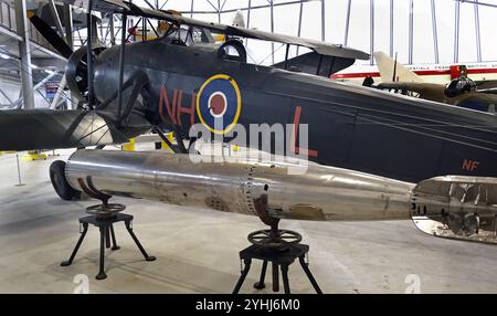 The Fairey Swordfish was a biplane torpedo bomber, designed by the Fairey Aviation Company. Originating in the early 1930s Stock Photo