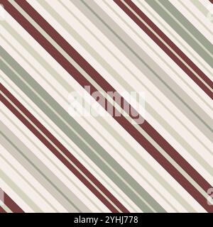 Irregular diagonal stripes festive vector background. Seamless pattern with thick and thin green and red stripes. Christmas wrapping paper design Stock Vector