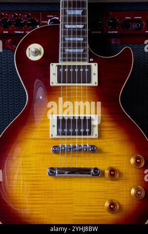 Epiphone Les Paul Electric Guitar and Amplifier Stock Photo