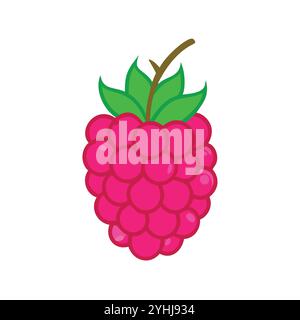 simple vector illustration of a raspberry, in a simple and clean style, suitable for food and health themes. fruits flat illustration. Stock Vector