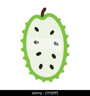 simple vector illustration of a soursop, in a simple and clean style, suitable for food and health themes. fruits flat illustration. Stock Vector