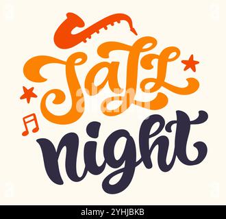 Jazz Night Lettering Banner, Poster Typography Stock Vector
