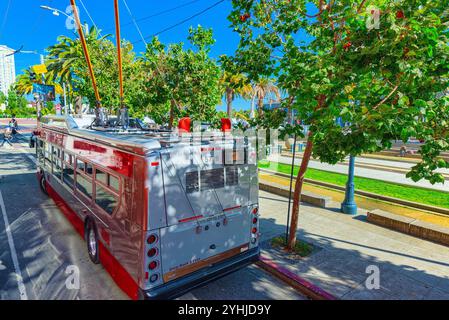 San Francisco, California, USA - September 10, 2018: Famous city trolley buses in San Francisco. Stock Photo