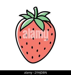 simple vector illustration of a strawberry, in a simple and clean style, suitable for food and health themes. fruits flat illustration. Stock Vector