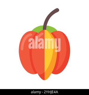 simple vector illustration of a surinam cherry, in a simple and clean style, suitable for food and health themes. fruits flat illustration. Stock Vector