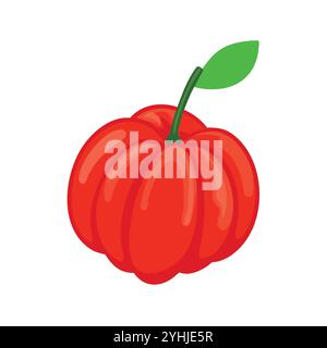 simple vector illustration of a surinam cherry, in a simple and clean style, suitable for food and health themes. fruits flat illustration. Stock Vector