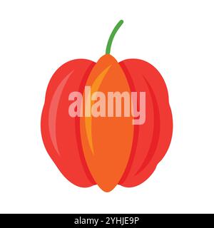 simple vector illustration of a surinam cherry, in a simple and clean style, suitable for food and health themes. fruits flat illustration. Stock Vector