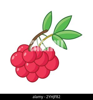 simple vector illustration of a yumberry, in a simple and clean style, suitable for food and health themes. fruits flat illustration. Stock Vector