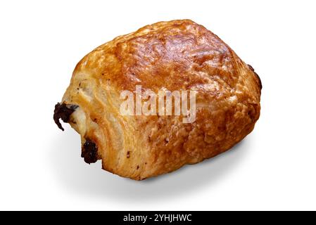 Pain au chocolat croissant isolated on white with clipping path incluso Stock Photo
