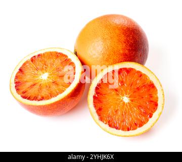 Blood red oranges isolated on white background. Stock Photo
