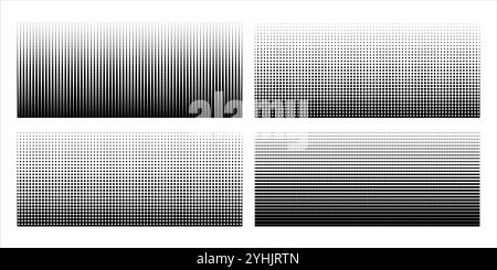 Pixel halftone texture from circles mosaic background set, Vector grunge texture dotted Stock Vector