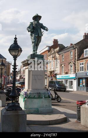 A statue of Oliver Cromwell in St Ives, Cambridgeshire in the United Kingdom Stock Photo