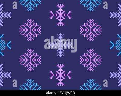 Snowflakes seamless pattern. Winter background with geometric snowflakes of different shapes. Christmas and New Year design for wallpaper, wrappers an Stock Vector