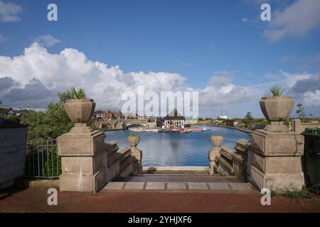 Island Cafe on the Boating Lake in the Venetian Waterways Great Yarmouth Norfolk Stock Photo