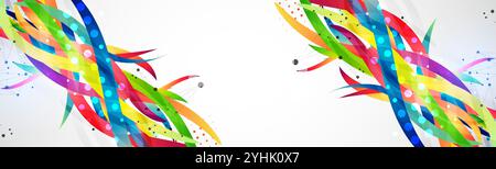 Abstract colored background on a gray gradient. Curves painted in bright colors, arbitrarily mixed with each other. Hand drawn vector. Stock Vector
