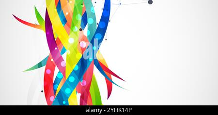 Abstract colored background on a gray gradient. Curves painted in bright colors, arbitrarily mixed with each other. Hand drawn vector. Stock Vector
